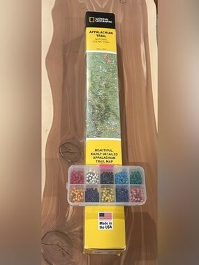 New w/ Tags National Geographic Appalachian Trail Wall Map with Map Pins